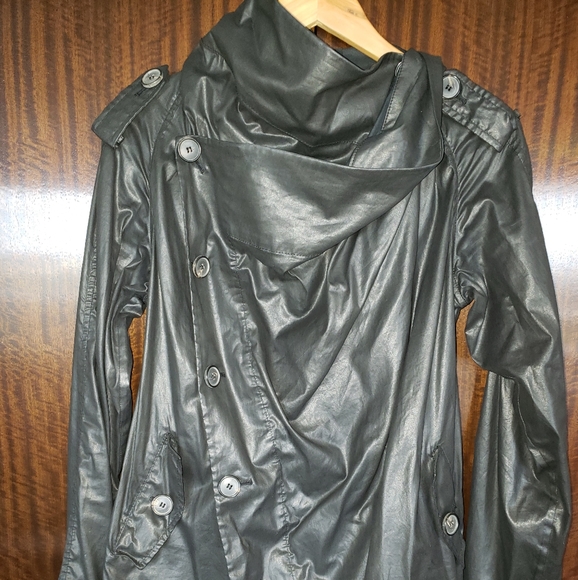 All Saints black jacket oilcloth / leather look - Picture 3 of 11